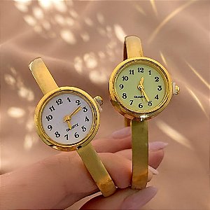 BRACELETE RELÓGIO REDONDO VINTAGE DOURADO AÇO 316L⭐️