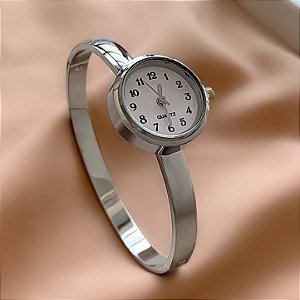 BRACELETE RELÓGIO REDONDO VINTAGE PRATEADO AÇO 316L⭐️