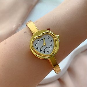 BRACELETE RELÓGIO CORAÇÃO VINTAGE DOURADO AÇO 316L⭐️