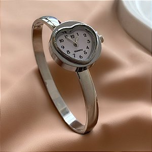 BRACELETE RELÓGIO CORAÇÃO VINTAGE PRATEADO AÇO 316L⭐️