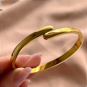 PULSEIRA / BRACELETE FIOS OPOSTOS LISOS DOURADO AÇO 316L⭐️
