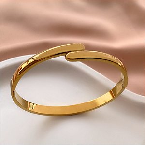 PULSEIRA / BRACELETE FIOS OPOSTOS LISOS DOURADO AÇO 316L⭐️