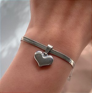 PULSEIRA CORRENTE FITA PINGENTE DE CORAÇÃO AÇO 316L⭐️