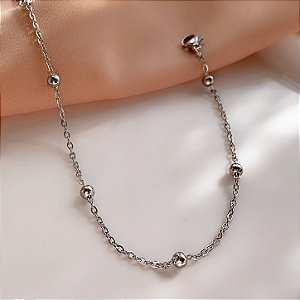 PULSEIRA CORRENTE BOLINHAS PRATEADO AÇO 316L⭐️