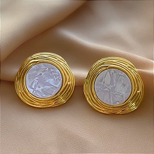 BRINCO NINHO MADREPÉROLA DOURADO AÇO 316L⭐️