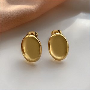 BRINCO OVAL LISO P DOURADO AÇO 316L⭐️