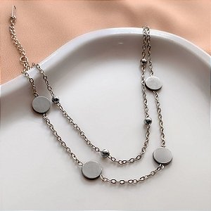 PULSEIRA CORRENTE TRIPLA BOLINHAS E MEDALHAS AÇO 316L⭐️