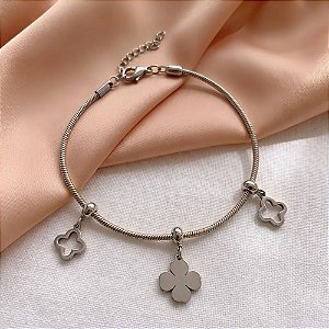 PULSEIRA CORRENTE RABO DE RATO TREVOS LISOS AÇO 316L⭐️