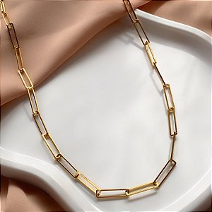 COLAR CORRENTE ELOS RETANGULARES DOURADO AÇO 316L⭐️