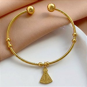 PULSEIRA/BRACELETE PINGENTE NOSSA SENHORA DOURADO AÇO 316L⭐️