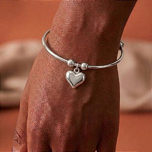 PULSEIRA/BRACELETE PINGENTE CORAÇÃO BOLEADO AÇO 316L⭐️