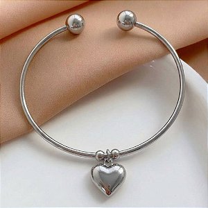 PULSEIRA/BRACELETE PINGENTE CORAÇÃO BOLEADO AÇO 316L⭐️