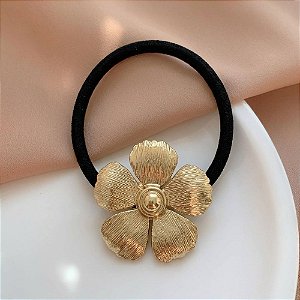ELÁSTICO EAR CUFF FLOR TEXTURIZADA METAL DOURADO