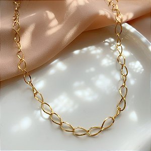 COLAR CORRENTE ELOS OVAIS FINOS DOURADO AÇO 316L⭐️