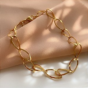 PULSEIRA CORRENTE ELOS OVAIS FINOS DOURADO AÇO 316L⭐️