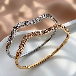 PULSEIRA FIO ONDULADO COM MINI ZIRCÔNIAS BIJU