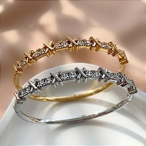PULSEIRA/BRACELETE X PEDRAS ZIRCÔNIAS BIJU