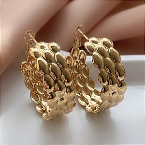 BRINCO ARGOLA LARGA GOMINHOS DOURADO AÇO 316L⭐️