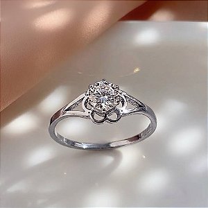 ANEL FLOR PEDRA ZIRCÔNIA AÇO 316L⭐️