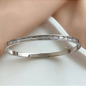PULSEIRA / BRACELETE FIO ZIRCÔNIAS RETANGULAR DOURADO AÇO 316L⭐️