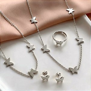 CONJUNTO 4 ACESSÓRIOS BORBOLETAS AÇO 316L⭐️