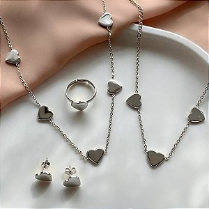 CONJUNTO 4 ACESSÓRIOS CORAÇÕES AÇO 316L⭐️