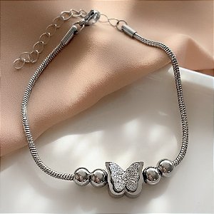 PULSEIRA CORRENTE RABO DE RATO BORBOLETA E BOLINHA AÇO 316L⭐️