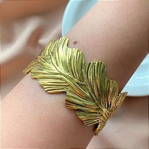 PULSEIRA/ BRACELETE FOLHAGEM DOURADO AÇO 316L⭐️