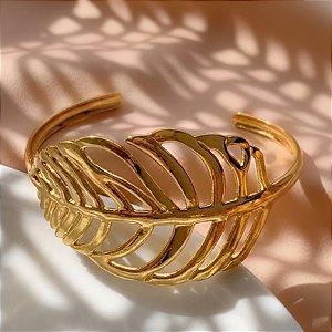 PULSEIRA/BRACELETE FOLHA VAZADA DOURADO AÇO 316L⭐️
