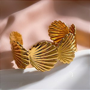 PULSEIRA/BRACELETE CONCHAS DOURADO AÇO 316L⭐️