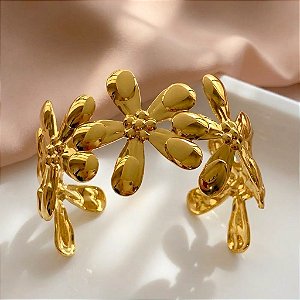 PULSEIRA/BRACELETE FLORES DOURADO AÇO 316L⭐️