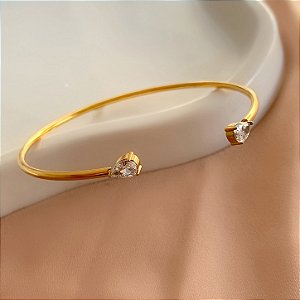 BRACELETE REGULÁVEL FIO PONTA ZIRCÔNIA DOURADO AÇO 316L PREMIUM⭐️