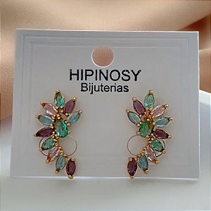 BRINCO EAR CUFF FOLHAGEM DE ZIRCÔNIAS COLOR DOURADO BIJU