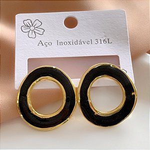 BRINCO REDONDO VAZADO ESMALTADO DOURADO AÇO 316L⭐️(GRUPO 1)