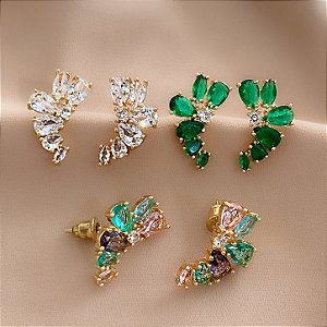 BRINCO EAR CUFF GOTAS DE ZIRCÔNIAS COLOR DOURADO BIJU