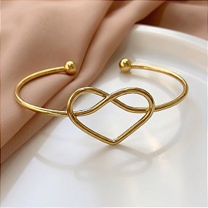 PULSEIRA/ BRACELETE FIO ENTRELAÇADO CORAÇÃO DOURADO AÇO 316L⭐️