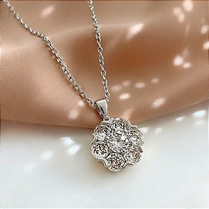 COLAR PINGENTE FLOR PEDRA ZIRCÔNIA AÇO 316L⭐️