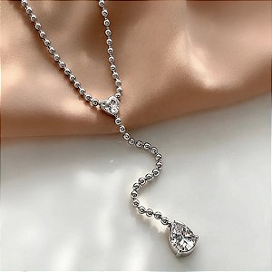 COLAR ESTILO GRAVATINHA BOLINHAS CORAÇÃO E GOTA ZIRCÔNIAS AÇO 316L⭐️