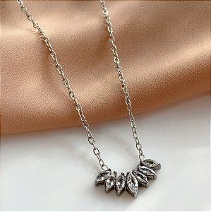 COLAR ZIRCÔNIAS NAVETE AÇO 316L⭐️
