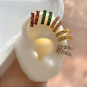 KIT 2 PIERCINGS FAKE PEDRINHAS ZIRCÔNIAS COLOR DOURADO BIJU