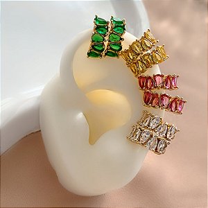 KIT 2 PIERCINGS FAKE ZIRCÔNIAS GOTAS COLOR DOURADO BIJU