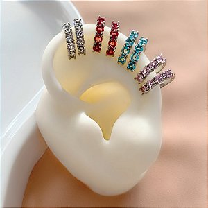 KIT 2 PIERCINGS FAKE PEDRINHAS ZIRCÔNIAS COLOR PRATEADO BIJU