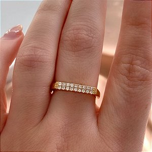 ANEL FIO RETO MINI ZIRCÔNIAS DOURADO BIJU