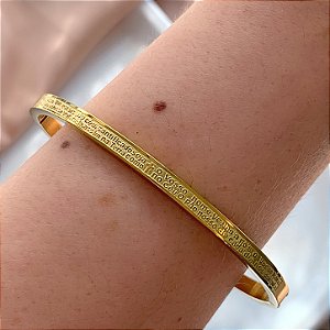 PULSEIRA/BRACELETE ESCRITA PAI NOSSO DOURADO AÇO 316L⭐️