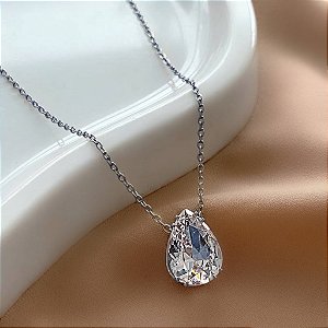 COLAR PEDRA GOTA M ZIRCÔNIA AÇO 316L⭐️
