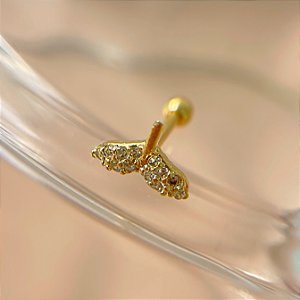 PIERCING TRÁGUS / CARTILAGEM CAUDA DE SEREIA ZIRCÔNIA 8MM AÇO 316L FOLHEADO A OURO 18K SEMIJOIA PARA ATUALIZAÇÃO⭐️