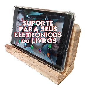 Apoio Suporte Em Madeira Natural para Smartphone Tablet E-books Livros Cadernos