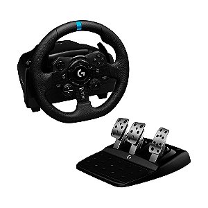 Volante Logitech G923 com Force Feedback TRUEFORCE, Pedais Responsivos, Launch Control, Acabamento em Couro para PS5, PS4 e PC - 941-000148 (LACRADO)