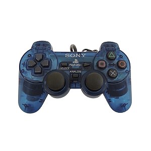 Controle Sony Dualshock 2 Azul Transparente - PS2