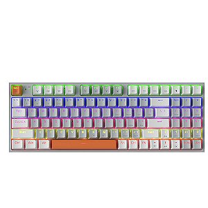 Teclado Gamer Mecânico K500-B94, Switch Blue, RGB, Cinza e Branco, 90% - Machenike